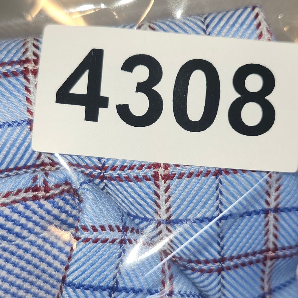 Johnston & Murphy XC4 Extreme Comfort Blue Red Plaid Cotton Shirt Mens M 74-8461 - Picture 9 of 10